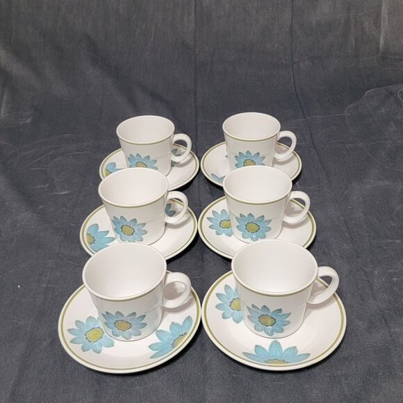 Vintage NORITAKE Up-Sa Daisy, 6 Cups and 6 Saucers Up Sa Daisy,9001 - Picture 1 of 16